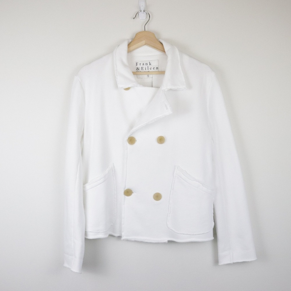 NWT Frank & Eileen Mini Belfast Jacket White Small Crop Peacoat - Picture 3 of 11